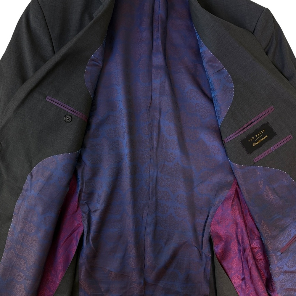 Ted Baker London Endurance Wool Charcoal Blazer Jarrett SPJ Model Men's Size 44R - Picture 11 of 12